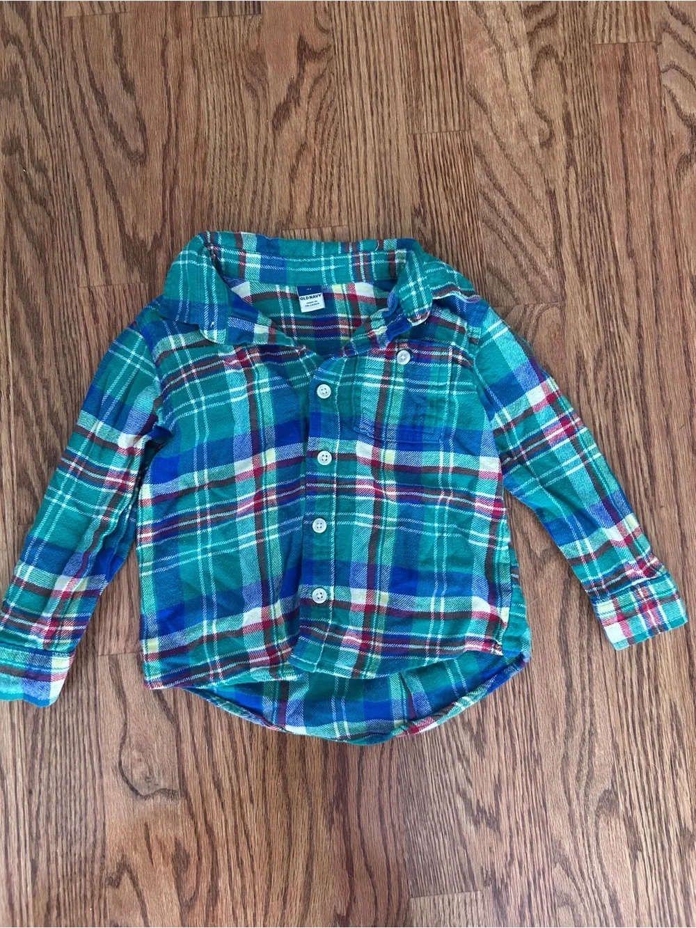 Old Navy Green & Blue Plaid Button-Down Shirt